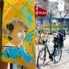 Pochoirs de C215 sur les murs de Vitry-sur-Seine