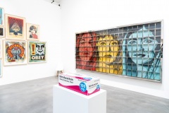 "Triple Trouble" exposition de Invader, Shepard Fairey et Damien Hirst à la Newport Street Gallery