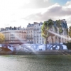 Affichage de JR sur l\'Île Saint-Louis à Paris dans le cadre de son projet