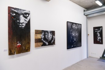 Jef Aérosol et Lee Jeffries à l'exposition "Synergy" - Galerie Mathgoth, mars 2015