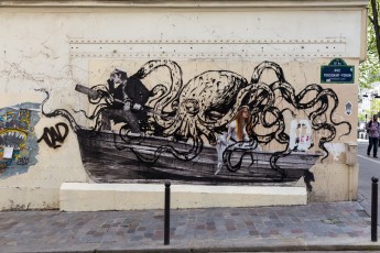 Levalet, Kraken et Nadège Dauvergne - Rue Toussaint-Feron 13è - Avril 2015