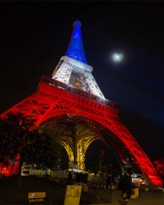 Shepard Fairey (aka Obey) - Earth Crisis - Oeuvre suspendue au coeur de la Tour Eiffel, présentée du 20 au 26 novembre 2015 à l'occasion de l'ouverture de la COP21.