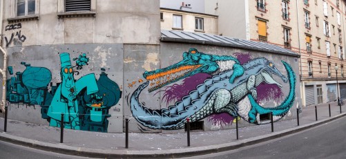 Rétro graffitism et Hobz - Rue Jean-Baptiste Dumay 20è - Septembre 2016