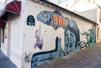 Rétro graffitism et Hobz - Rue du Volga 20è - Septembre 2016