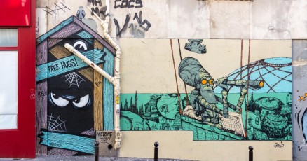 Hobz et Rétro graffitism - Rue Jean-Baptiste Dumay 20è - Octobre 2016