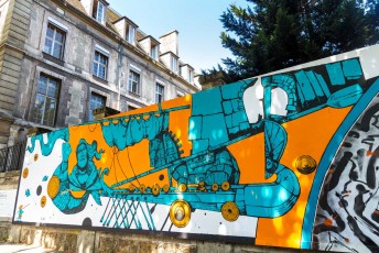 Rétro graffitism, Arnaud Liard, Zéky, Katre et Hobz - Les Grands Voisins - Avenue Denfert-Rochereau 14è - Juillet 2017