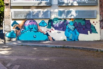 Rétro graffitism et Hobz - Rue de Ménilmontant 20è - Septembre 2018