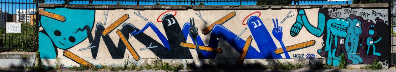 Rétrograffitism et Hobz - Boulevard de Ménilmontant 11è - Juin 2020
