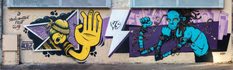 Hobz & Rétro graffitism - Rue de Ménilmontant 20è - Février 2018