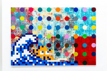 "Triple Trouble" exposition de Invader, Shepard Fairey et Damien Hirst à la Newport Street Gallery du 10 octobre 2025 au 29 mars 2026