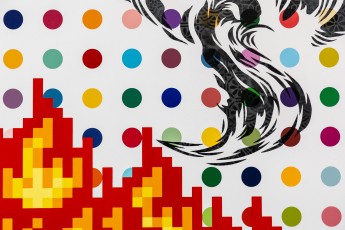 "Triple Trouble" exposition de Invader, Shepard Fairey et Damien Hirst à la Newport Street Gallery du 10 octobre 2025 au 29 mars 2026