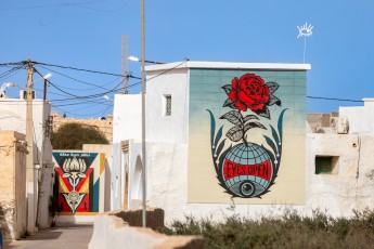 Shepard Fairey - Eyes open - Djerbahood - Erriadh - Djerba, Tunisie