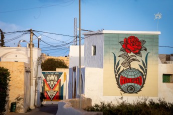 Shepard Fairey - Eyes open - Djerbahood - Erriadh - Djerba, Tunisie