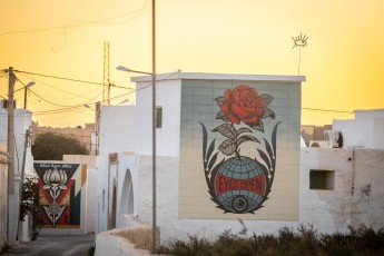 Shepard Fairey - Eyes open - Djerbahood - Erriadh - Djerba, Tunisie