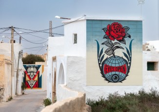 Shepard Fairey - Eyes open - Djerbahood - Erriadh - Djerba, Tunisie