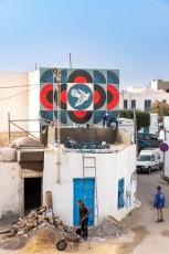 Shepard Fairey - Dove - Work in progress- Djerbahood - Erriadh - Djerba, Tunisie