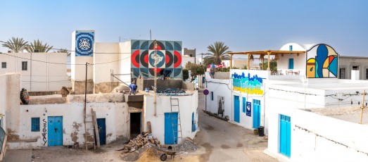 Shepard Fairey - Dove - Work in progress- Djerbahood - Erriadh - Djerba, Tunisie