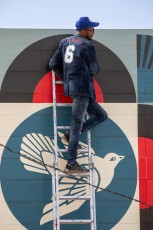 Shepard Fairey - Dove - Work in progress- Djerbahood - Erriadh - Djerba, Tunisie