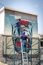 Shepard Fairey - Eyes open - Work in progress - Djerbahood - Erriadh - Djerba, Tunisie