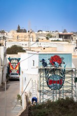 Shepard Fairey - Eyes open - Work in progress - Djerbahood - Erriadh - Djerba, Tunisie