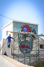 Shepard Fairey - Eyes open - Work in progress - Djerbahood - Erriadh - Djerba, Tunisie