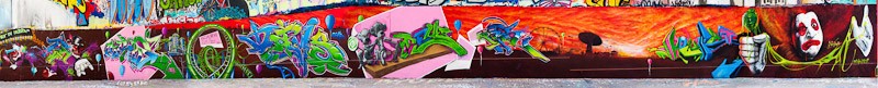 Dépot RATP - Rue des Pyrénées 20è - Fresque du collectif Haut En Couleur - Esper, Seba, Nayh, Dams, Slimer, Dey, Esper, Raph, Méo - Juillet 2010