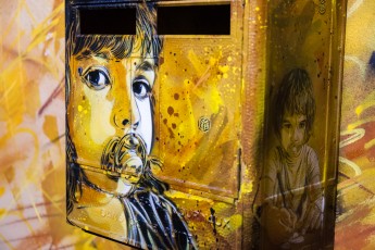 C215 - Au delà du street art. Exposition collective au Musée de la Poste du 28 novembre 2012 au 30 mars 2013. Sont représentés : C215, Banksy, Shepard Fairey, Invader, Dran, Ludo, L'Atlas, Rero, MissTic, Swoon et Vhils, mais aussi Jef Aérosol, Ernest Pignon-Ernest et Gérard Zlotykamien.