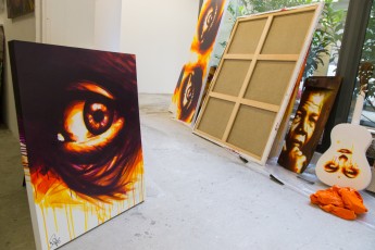Installation de l'exposition de DAN23 à la Galerie Mathgoth, du 21 mars au 17 avril 2014.34 Rue Hélène Brion Paris 13è.
