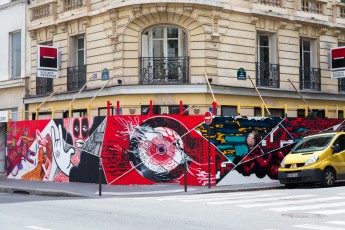 TRBDSGN, Hobz & Honda (Arnaud Liard), Lek, Retrograffitism et Alëxone - Rue du Faubourg Saint-Antoine 12è - Juin 2014