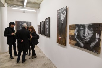 Jef Aérosol et Lee Jeffries à l'exposition "Synergy" - Galerie Mathgoth, mars 2015