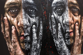 Jef Aérosol et Lee Jeffries à l'exposition "Synergy" - Galerie Mathgoth, mars 2015