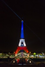 Shepard Fairey (aka Obey) - Earth Crisis - Oeuvre suspendue au coeur de la Tour Eiffel, présentée du 20 au 26 novembre 2015 à l'occasion de l'ouverture de la COP21.