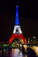 Shepard Fairey (aka Obey) - Earth Crisis - Oeuvre suspendue au coeur de la Tour Eiffel, présentée du 20 au 26 novembre 2015 à l'occasion de l'ouverture de la COP21.