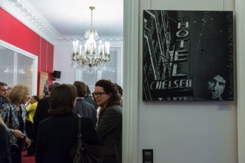 Exposition de Jef Aérosol à l'Assemblée Nationale mercredi 3 févrer 2015 en présence de Claude Bartolone, président de l'Assemblée, de Christiane Taubira et de bien d'autres personnes.