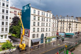 Shepard Fairey - Earth Crisis - Work in progress day 1 - Rue Jeanne d'Arc - Paris 13è - 18 Juin 2016