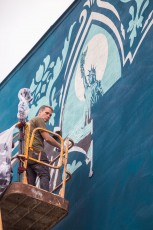 Shepard Fairey - Earth Crisis - Work in progress day 1 - Rue Jeanne d'Arc - Paris 13è - 18 Juin 2016