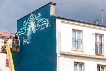 Shepard Fairey - Earth Crisis - Work in progress day 1 - Rue Jeanne d'Arc - Paris 13è - 18 Juin 2016