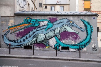 Rétro graffitism et Hobz - Rue Jean-Baptiste Dumay 20è - Septembre 2016