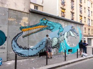Rétro graffitism et Hobz - Rue Jean-Baptiste Dumay 20è - WIP - Septembre 2016