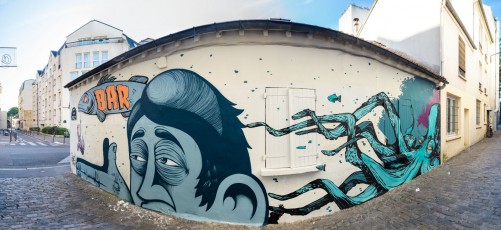 Rétro graffitism et Hobz - Rue du Volga 20è - Septembre 2016