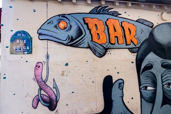 Rétro graffitism et Hobz - Rue du Volga 20è - Septembre 2016