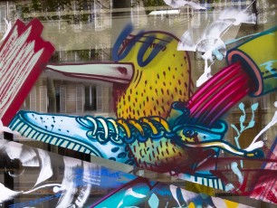 Rétro graffitism, Alëxone, Hobz et Arnaud Liard - Boulevard Daumesnil 12è - Octobre 2016
