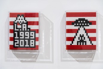 "Into the white cube" exposition de Invader à la galerie Over The Influence  - Los Angeles - du 18 novembre au 22 décembre 2018