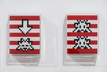 "Into the white cube" exposition de Invader à la galerie Over The Influence  - Los Angeles - du 18 novembre au 22 décembre 2018