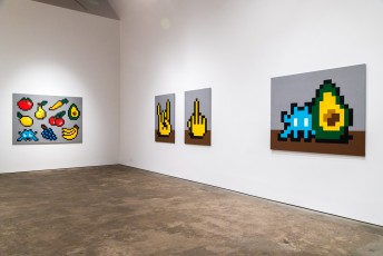 "Into the white cube" exposition de Invader à la galerie Over The Influence  - Los Angeles - du 18 novembre au 22 décembre 2018