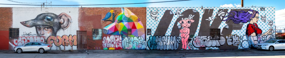 Herakut - Okuda - D*Face - South Anderson street / East 6th Street - Downtown - Los Angeles
