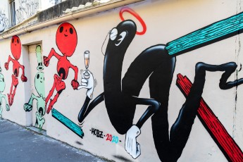 Rétro graffitism et Hobz - Cité Champagne 20è - juin 2020