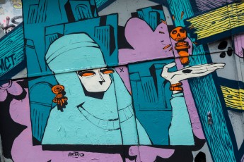 Rétro graffitism et Hobz - Gri-gri en gros - Rue Jean-Pierre Timbaud 11è - Mars 2018