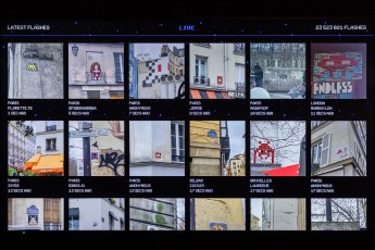 "Invader Space Station" exposition de Invader du 17 février au 5 mai 2024 dans les anciens locaux de Libération au 11 rue Béranger - Paris 3è