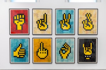 "Triple Trouble" exposition de Invader, Shepard Fairey et Damien Hirst à la Newport Street Gallery du 10 octobre 2025 au 29 mars 2026